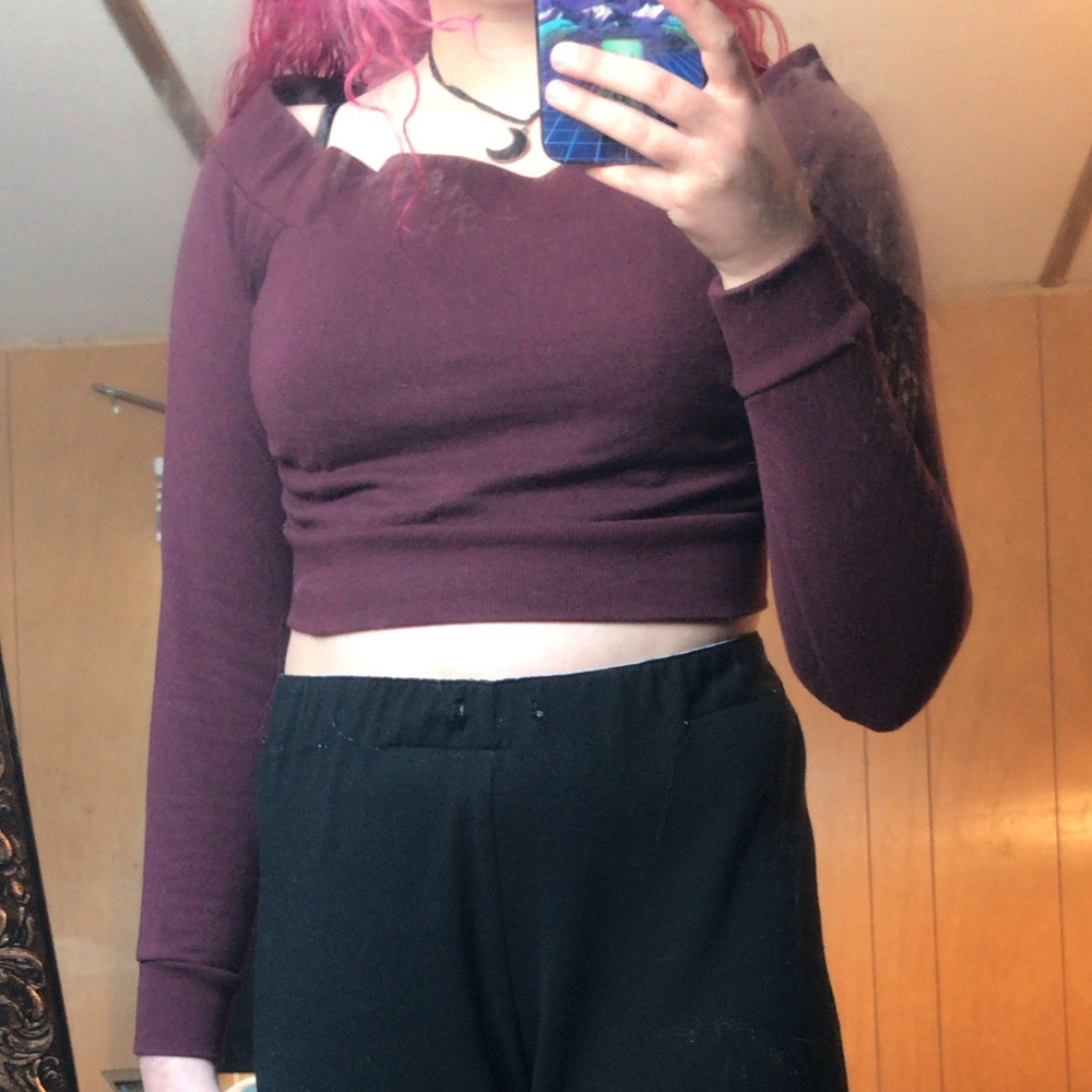 Forever 21 maroon off the shoulder crop top